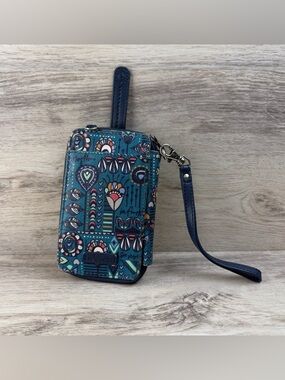 SAKROOTS Artist Circle Teal Dream Song 3:1 Smartphone Wristlet Wallet Crossbody
